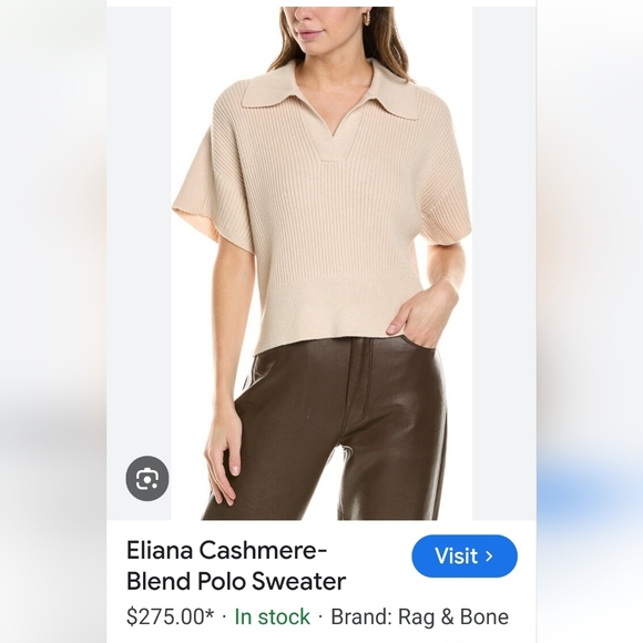 NWT Rag & Bone Eliana Cotton Cashmere Polo size XS - Picture 2 of 15